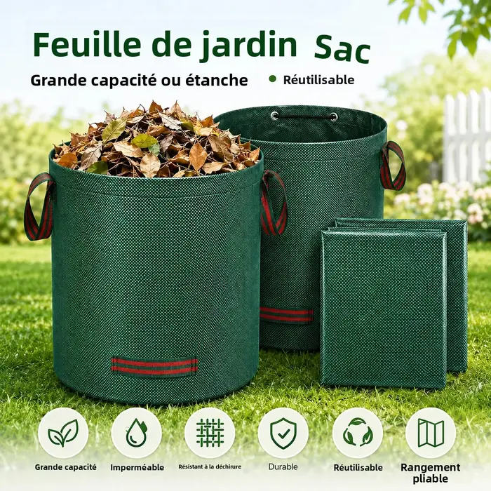 Sac à feuilles de jardin grande capacité réutilisable en PP tissé
