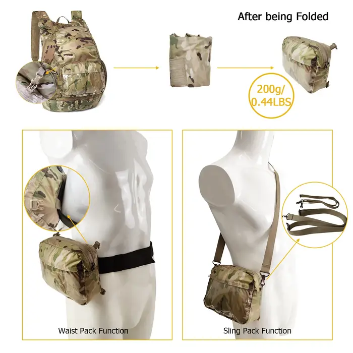 MT militaire pliable Day Pack Portable sac à dos ensemble 30L ultra-léger voyage en plein air randonnée sacs avec ceinture