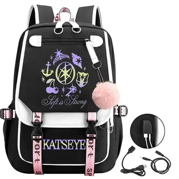 Sac à dos imprimé Katseye pour filles, sac à dos de grande capacité pour étudiants, cadeau pour les