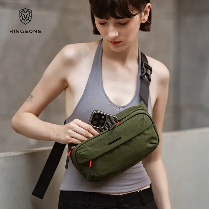 Sac de poitrine Kingsons pour hommes et femmes, sac à bandoulière imperméable avec fermeture éclair bidirectionnelle, léger pour les voyages