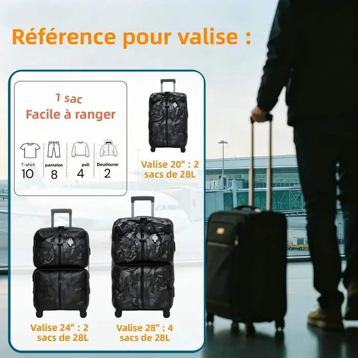 Sac de compression sous vide Ryanair 28L avec pompe électrique