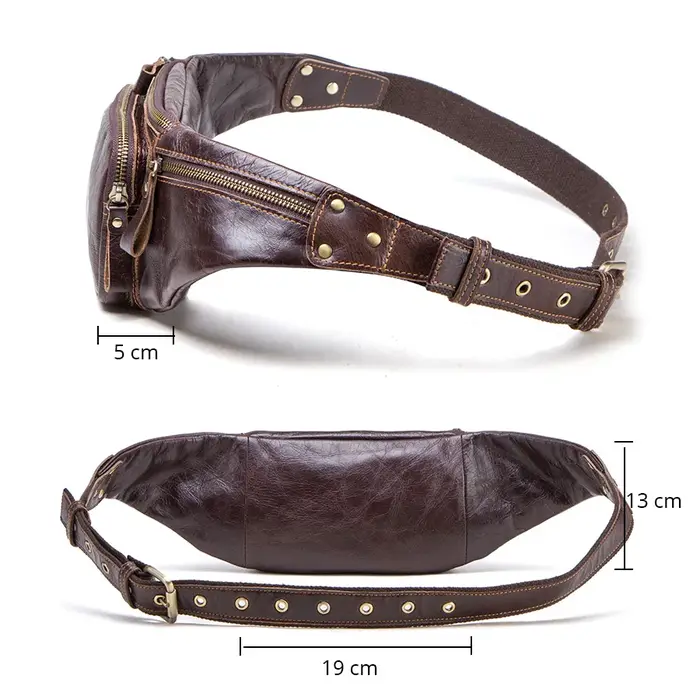 Sac banane en cuir de vachette CONTACT'S pour homme, nouveau sac de taille décontracté, petit sac ba