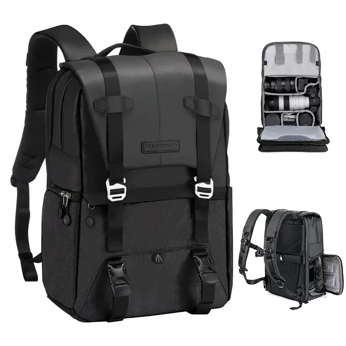 Sac à dos pour appareil photo K&F CONCEPT, sacs de photographie de voyage, grande capacité, étui pou