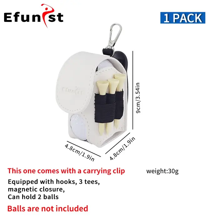 Petit sac de taille de Golf Efunist, sac de rangement de balle de Golf en Pu à fermeture magnétique