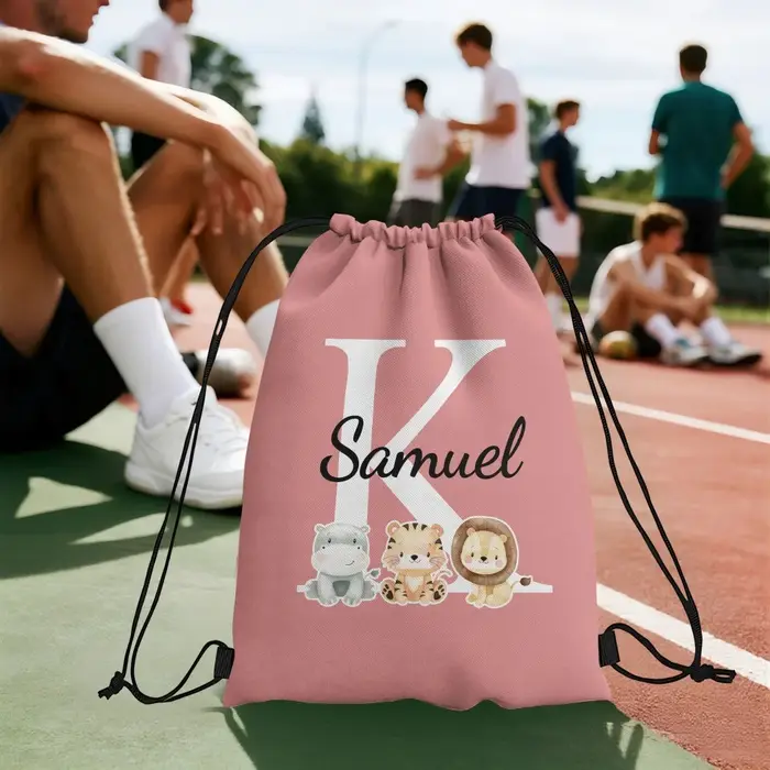 Sac à dos personnalisé durable - Sac à cordon avec initiales personnalisées