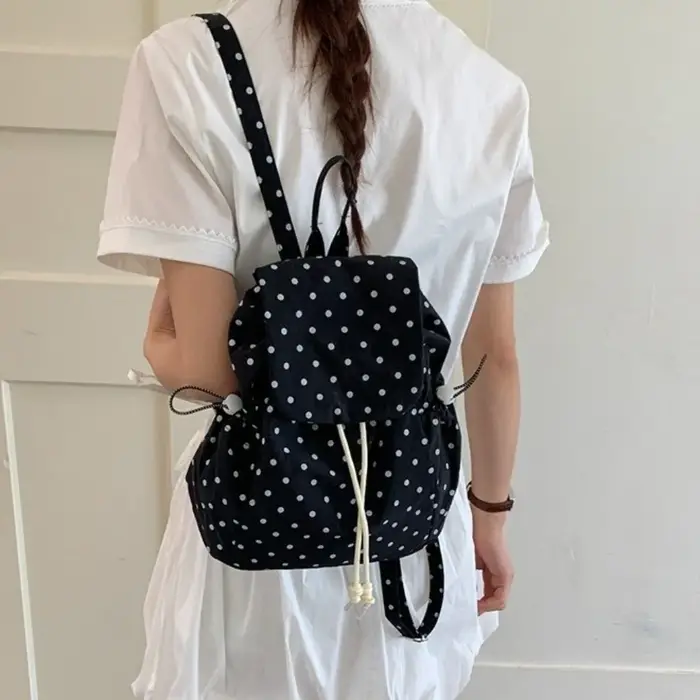 Sac à dos à pois multi-poches pour fille
