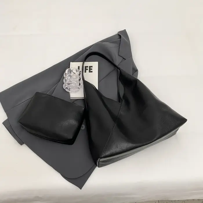 MOODS rétro concepteur 2-en-1 sacs à bandoulière pour femmes en cuir PU souple couleur Pure grande c