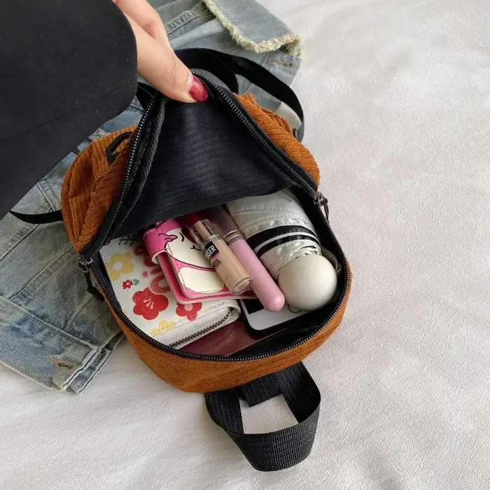 Mini sac à dos en velours côtelé pour femmes