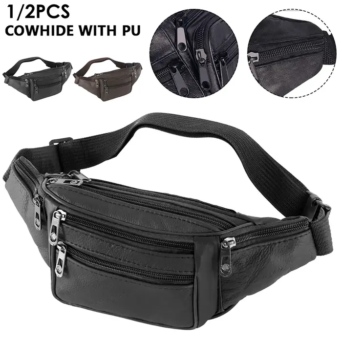 Fanny Packs Sac de taille tendance avec 7 poches zippées Sac banane de hanche décontracté réglable pour les voyages Shopping Randonnée Cyclisme