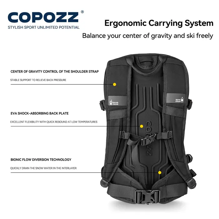 COPOZZ sac de Ski imperméable léger résistant à l'usure voyage grande capacité fournitures de Sports de plein air sac à dos de rangement de Snowboard