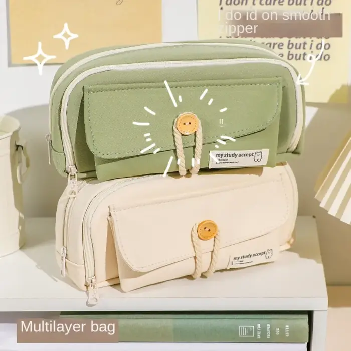 Sac à crayons en tissu multifonction de grande capacité