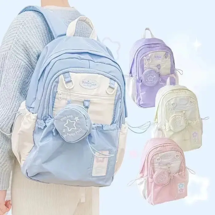 Sac à dos coréen pour fille, sac d'école mignon, grand sac de voyage féminin, sac initié au lycée, mode étudiante, ficelle de proximité douce, nouveau