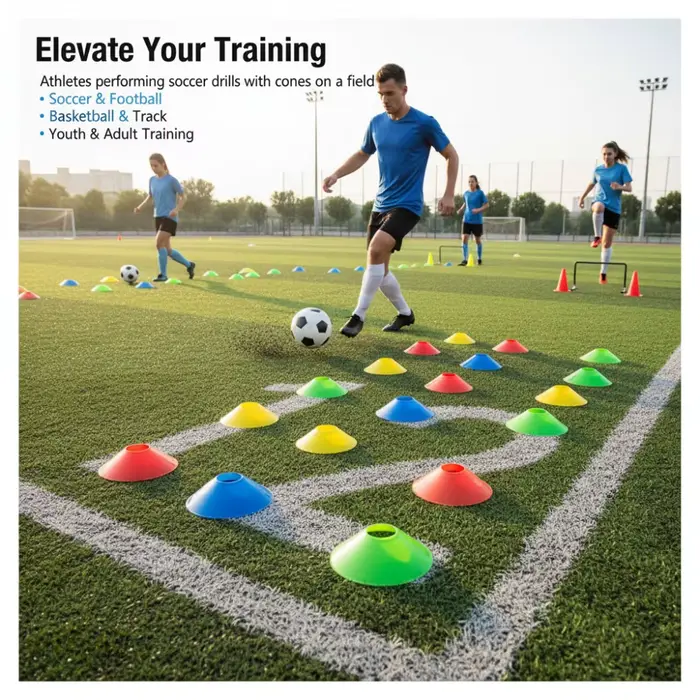 Cônes de football professionnels pour l'entraînement en équipe des garçons