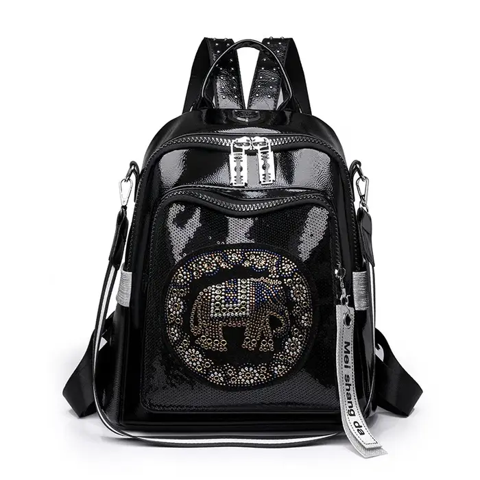 Sac à dos à paillettes grande capacité pour femme, sac à bandoulière de voyage tendance style punk, 