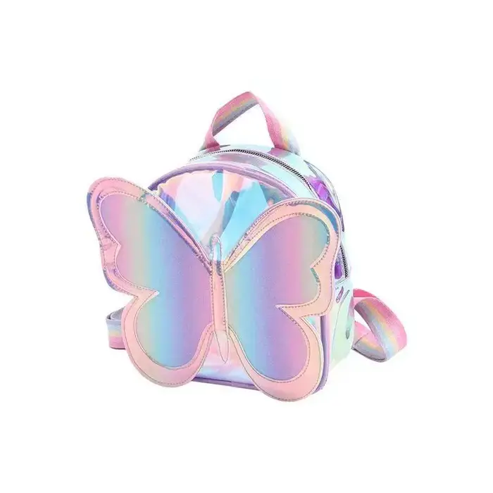 Sac à dos tendance pour filles, design papillon laser, mochila pour enfants