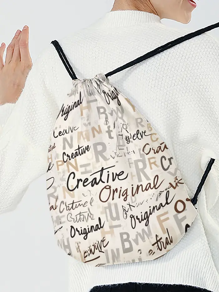 Sac à dos à cordon de serrage avec imprimé lettres