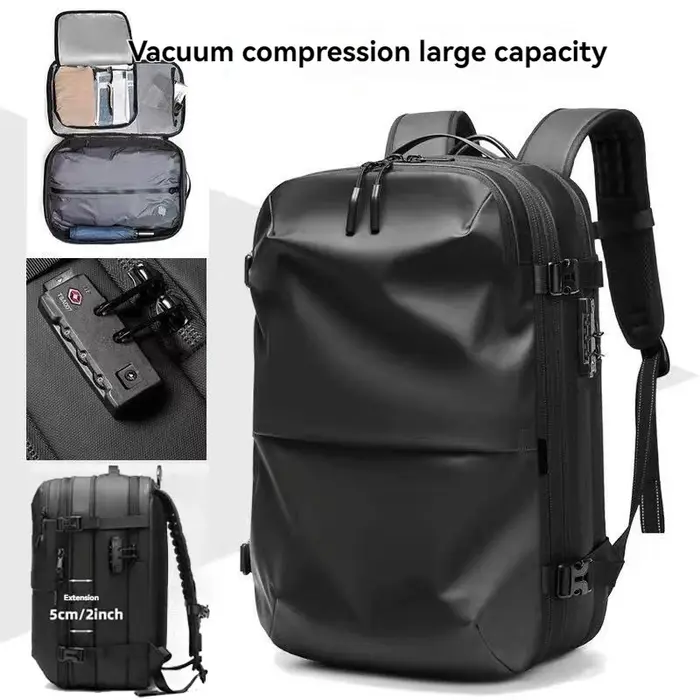 Sac à dos de voyage scellé sous vide, système de compression d'air extensible, serrure TSA étanche,