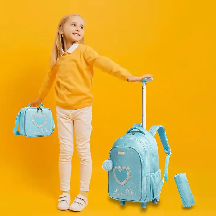 Ensemble de sac à dos à roulettes pour enfants avec boîte à lunch