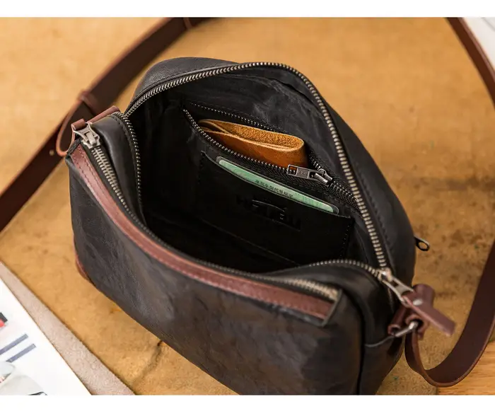 Sac à bandoulière en cuir véritable pour hommes