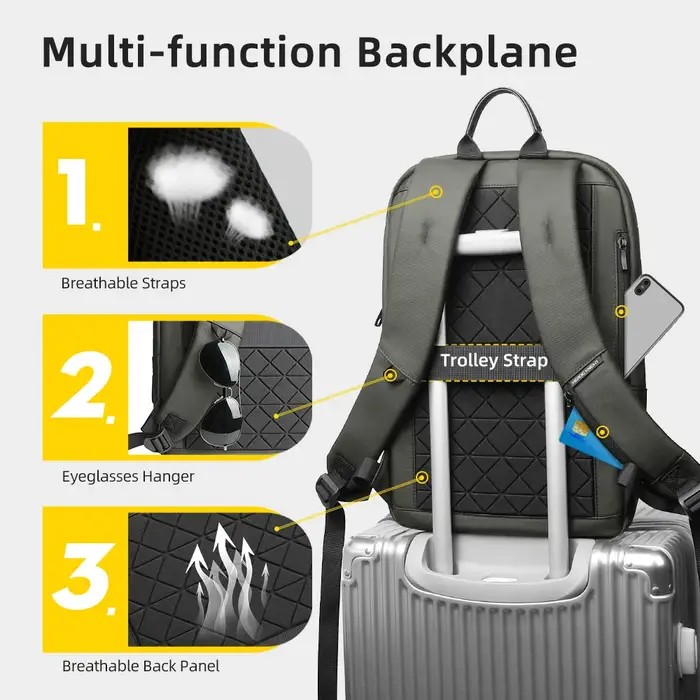 Heroic Knight – sac à dos d'affaires fin pour hommes, étanche, pour ordinateur portable 15.6 pouces,