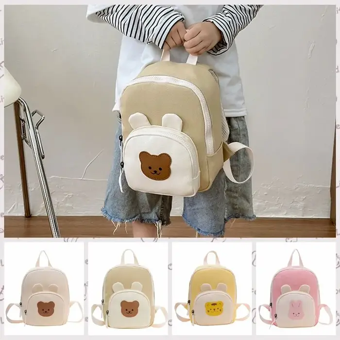 Sac à bandoulière coréen cartable de maternelle dessin animé ours réglable sacs à main pour enfants toile