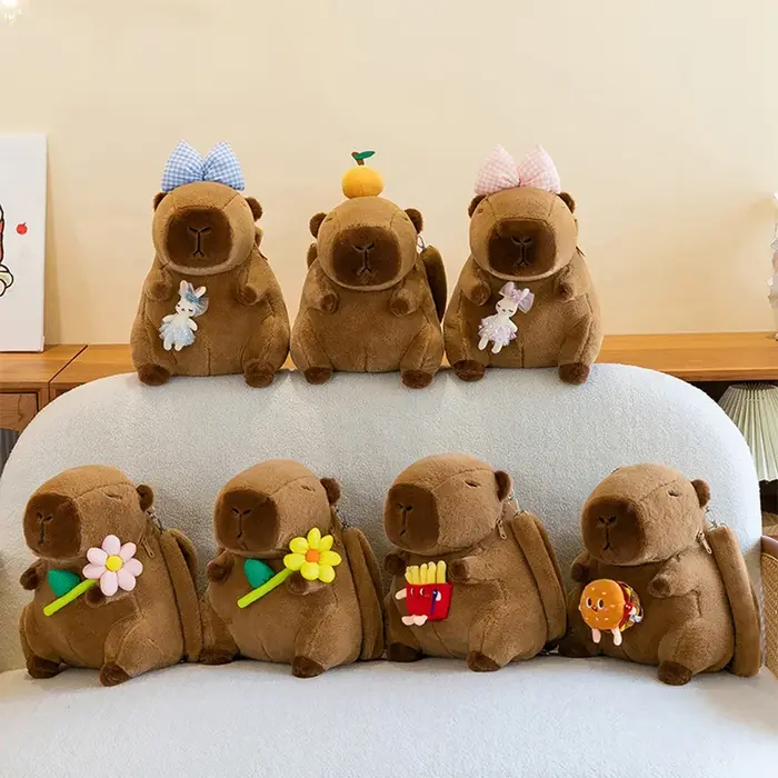Mignon Capybara en peluche sac à dos drôle dessin animé