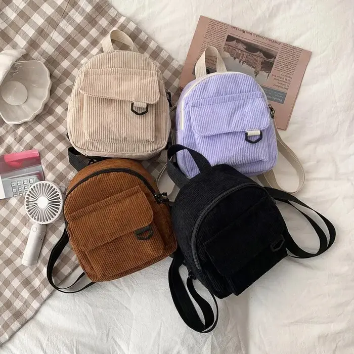 Mini sac à dos en velours côtelé pour femmes