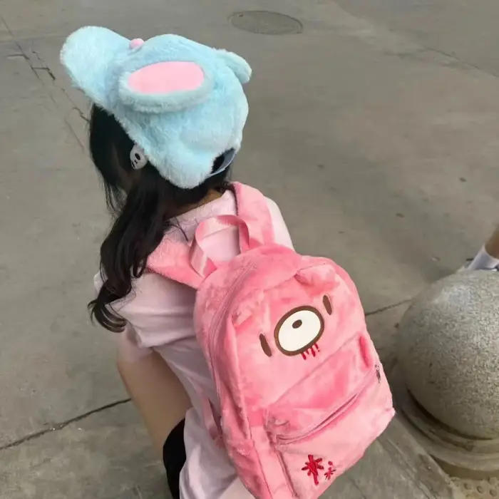 Sac à dos ours rose sang de dessin animé