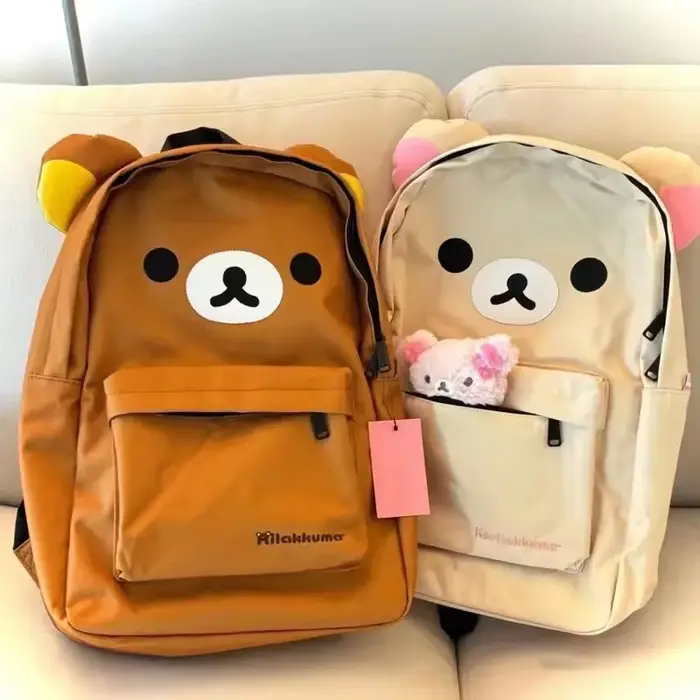 Sac à dos Kawaii Rilakkuma Ours Mignon Grande Capacité Anime Dessin Animé Sac à Dos Élégant pour Étudiant Sac d'école Sacs à Bandoulière Cartable
