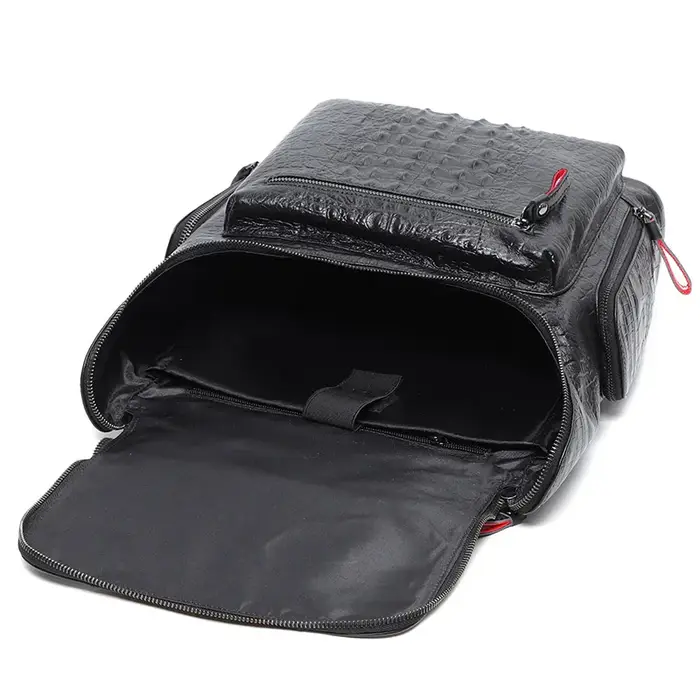Sac à dos en cuir de crocodile véritable pour ordinateur portable