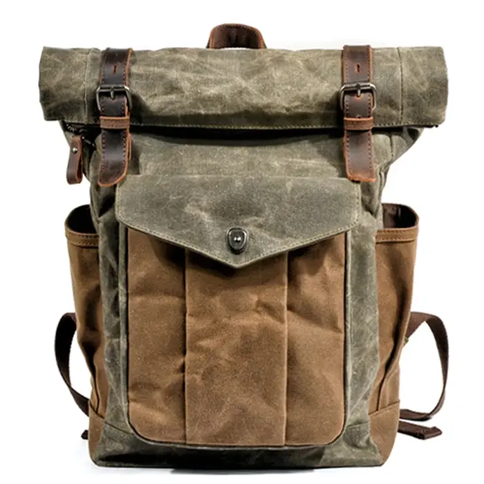 Sacs à dos en toile Vintage de luxe pour hommes, toile de cire d'huile, sac à dos de voyage en cuir,