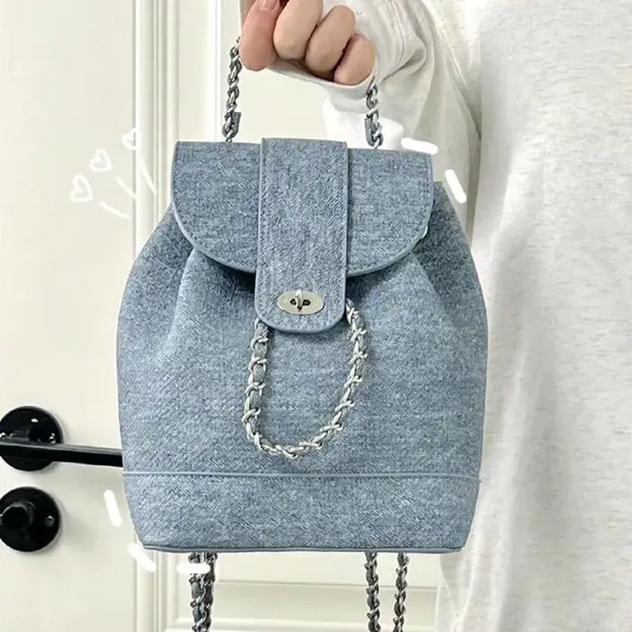 Sacs à dos à rabat en tissu denim pour femmes, sacs à dos de voyage de capacité, sacs à main de prox