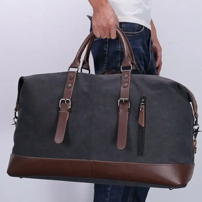 Sacs de voyage en toile et cuir pour hommes, bagages à main, sacs de sport, fourre-tout de voyage, g