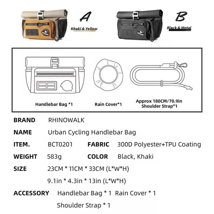 Rhinowalk sac de guidon de vélo 4L sac à dégagement rapide pour Brompton