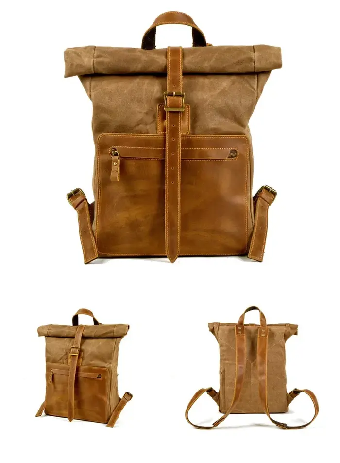 Sacs à dos en cuir de toile d'extérieur Vintage voyage loisirs sac à dos pour ordinateur portable d'affaires pour