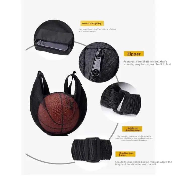 Sac de basket-ball en maille légère-sac de sport à bandoulière Portable pour volley-ball de football