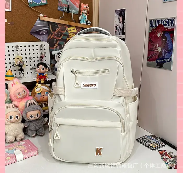 Sac à dos scolaire grande capacité multi-compartiments style INS pour filles du collège