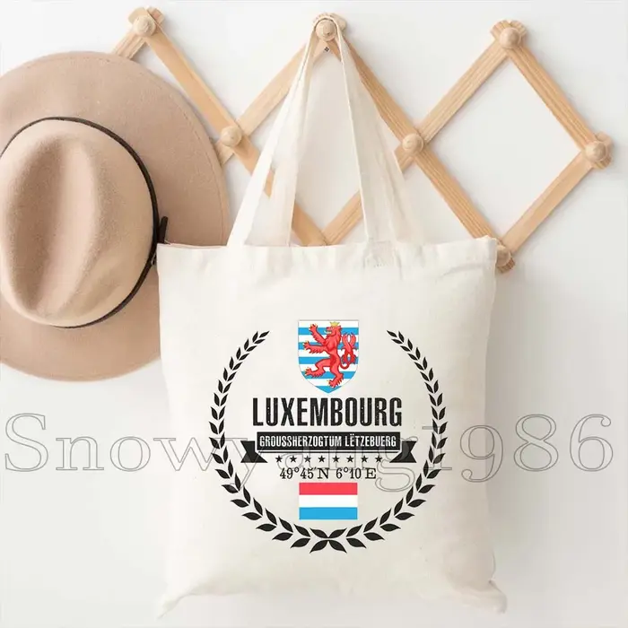 Mignon Luxembourg carte de la ville drapeau aquarelle horizon cadeaux Shopper Harajuku toile sac fourre-tout coton