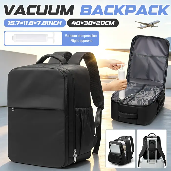 Sac à dos de voyage sous vide avec pompe manuelle, compatible Ryanair, 40x30x20, pour ordinateur por