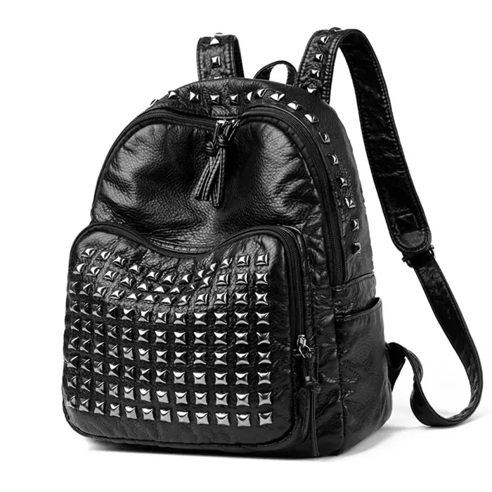Sacs à dos à Rivets en cuir souple, Design de luxe tendance, grande capacité, en PU, résistants à l'