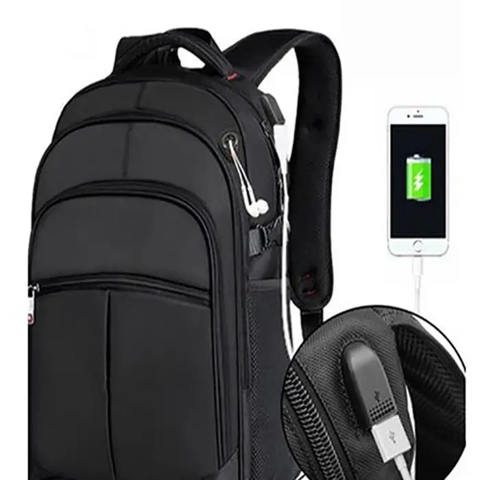 Sac à dos avec câble de chargement USB, Port de chargement USB externe, Interface USB, sac pratique, accessoires de chargement pour voyage