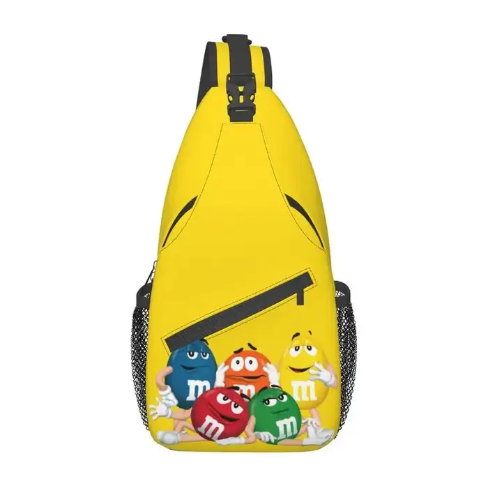 Sac à dos à bandoulière personnalisé pour hommes, sac de poitrine amusant avec bonbons au chocolat M
