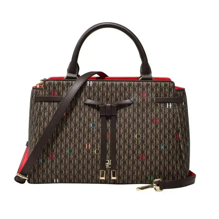 Sac fourre-tout CH à motif gaufré avec nœud décoratif, design polyvalent à porter à la main ou en bandoulière, idéal pour les trajets quotidiens, nouvelle collection 2026