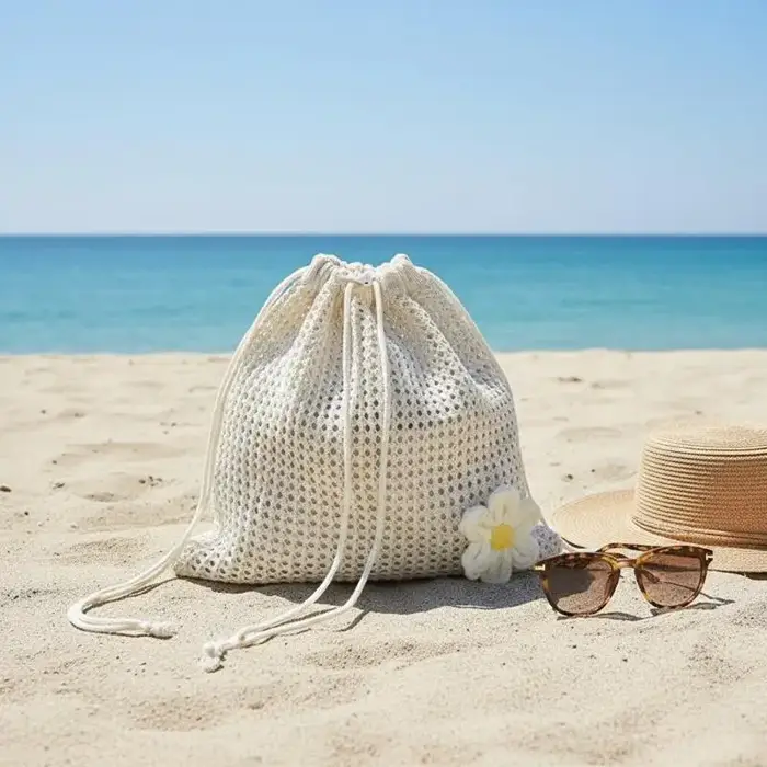 Sac à dos bohème tendance en crochet, couleur unie, idéal pour le shopping et les voyages
