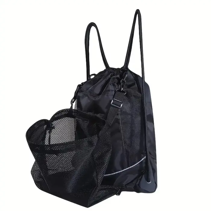 Sac à dos portable à cordon de serrage en maille pour ballons de basketball
