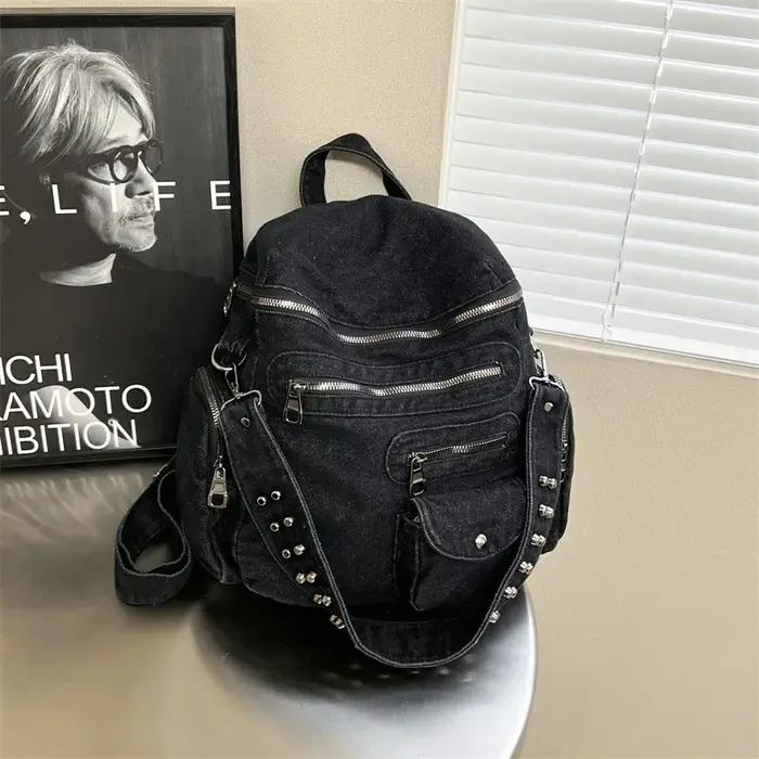 Nouveau Sac à Dos en Jean Vintage 2026, Sac Moto Multi-Poches pour Femme, Sac à Bandoulière au Desig