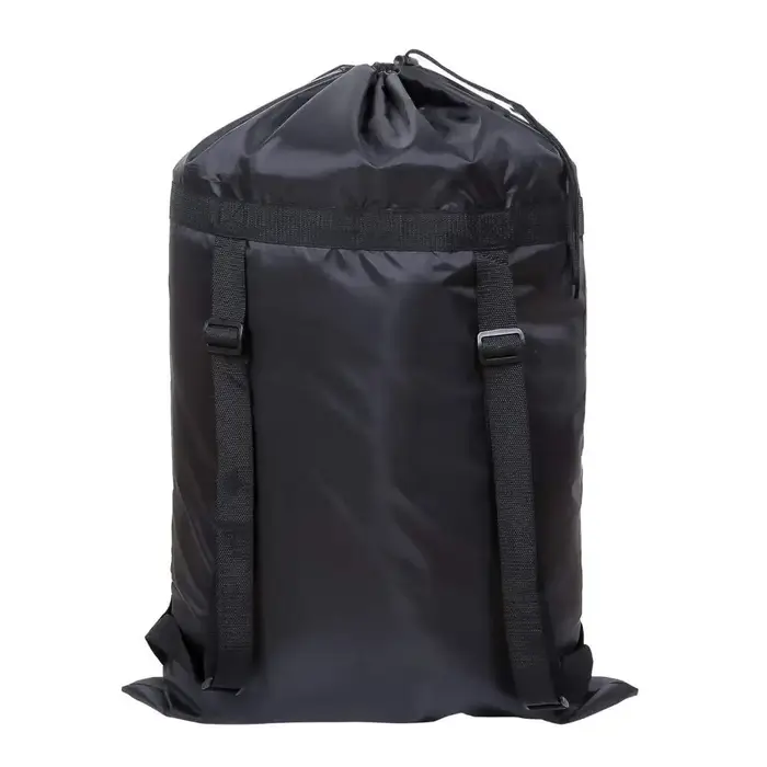 Sac à dos de lavage en polyester réglable noir avec cordon de serrage