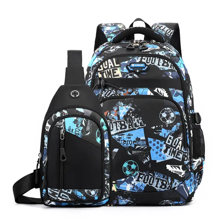 2 pièces/ensemble collège garçon sac à dos graffiti poitrine sac à dos ensemble lycée sac pour garçons 12 à 18 ans étudiant bookbag