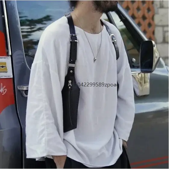Sac double vintage en cuir pour homme