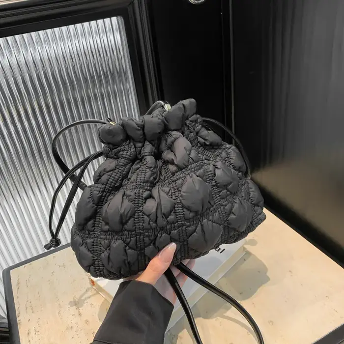 Sacs à bandoulière à cordon de serrage pour femmes, sac à bandoulière matelassé à sangle détachable,